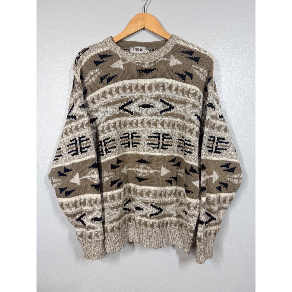 Nanook Sweater Mens XL Brown Aztec Tribal Knit Crewneck Long Sleeve‎ Canada